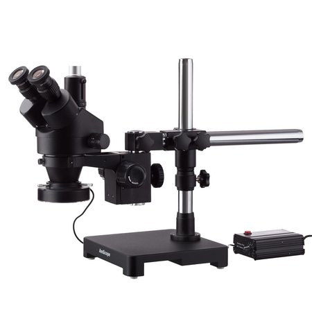 AMSCOPE 3.5X-90X Trinocular Stereo Zoom Microscope on Single-Arm Boom Stand w/ Heavy Duty 80-LED Ring Light SM-3TZ-80MB-B